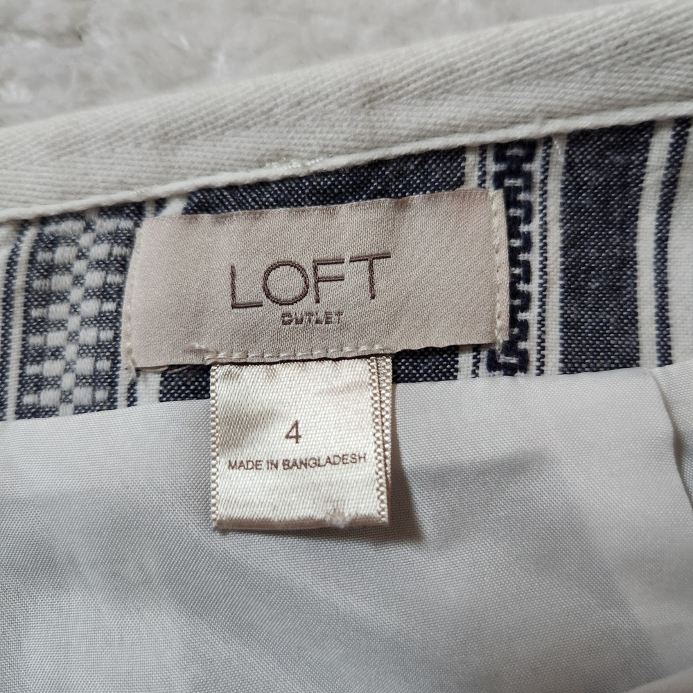 LOFT Outlet Striped A-Line Skirt Women's Size 4 Gray White Casual - Picture 2 of 7